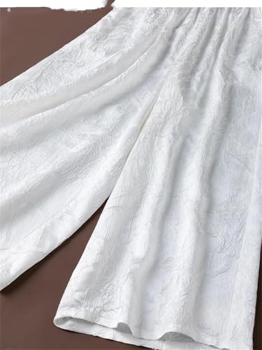 Women Printed Summer White Wide Leg Trousers Casual Comfy Long Baggy Pants with Pockets4