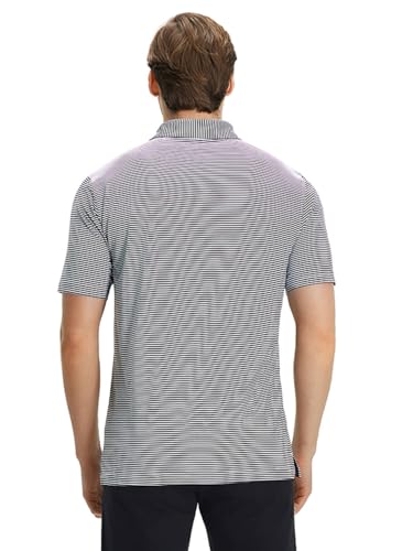 Image of Men' s Golf Shirts Short Sleeve Performance Moisture Wicking Dry Fit Striped Golf Polo Shirts for Men