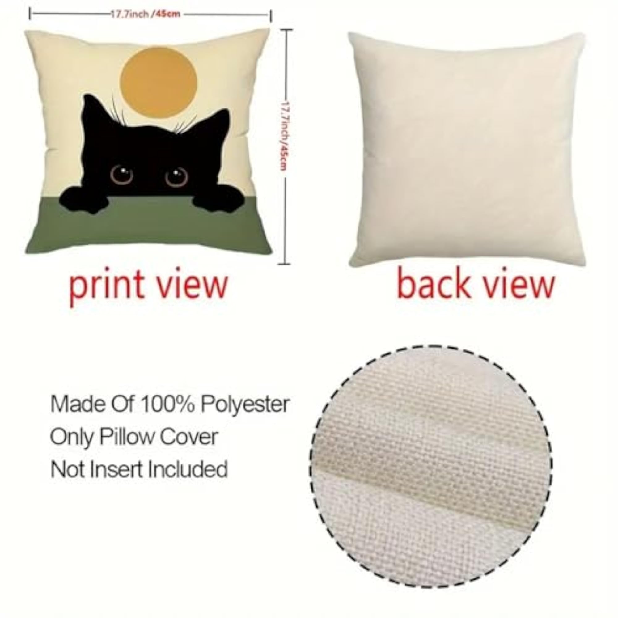 4 Pieces Black Cat Throw Pillow Covers