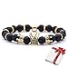 Produktbild Krone König Armband,Naturstein Perlen Beads King Crown Armreif,Elastisch Edelstein Armbänder aus CZ Kronen König schwarz Lava Vulkanischen Stein und Zirkonia,Männer/Frauen Schmuck Geschenke 8mm