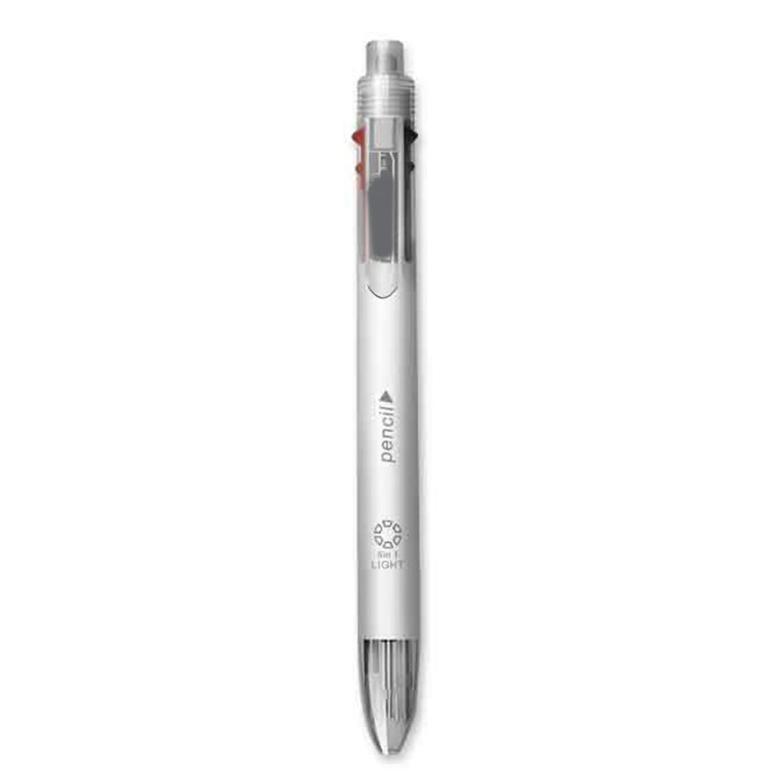 Liuzikun White Multifunctional Ballpoint Pen With Mechanical Pencil, 5 Color-In-1 Ballpoint Pen Retractable Ballpoint Pen For Student