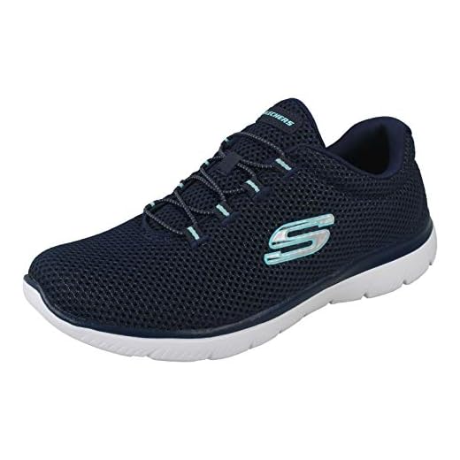 HKR Turnschuhe Damen Bequem Slip on Sneakers Mesh Laufschuhe Leichte Sportschuhe Memory Foam Schuhe Ohne Schnürsenkel Marineblau 39 EU 4 Skechers Damen Summits Sneaker , Marineblau / Hellblau , 38 EU