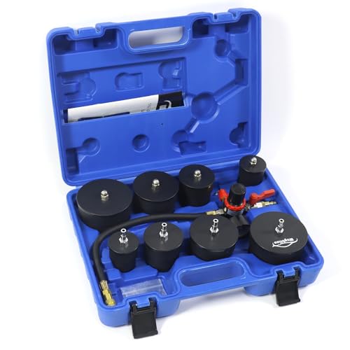Wzyblixo Turbo System Leakage Tester Kit Turbo Pressure Leakage Tester for Cooling Emissions Exhaust Pipes 9-Piece Turbo Boost Leak Tester Set with Stepped Adapters 1-3/8 to 3-1/2