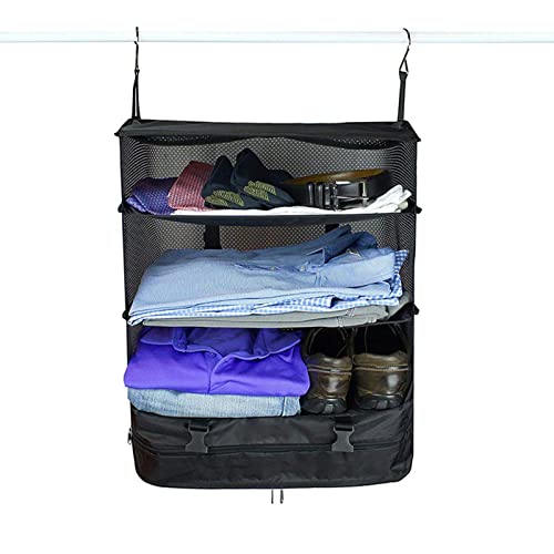 2 Pcs Organisateur de Valise pour Placard,Organisateurs d'emballage de Voyage Respirants à 3 étagères Suspendus avec 2 Crochets | Organisateur de Voyage Peu encombrant pour Les séjours d'une Generic