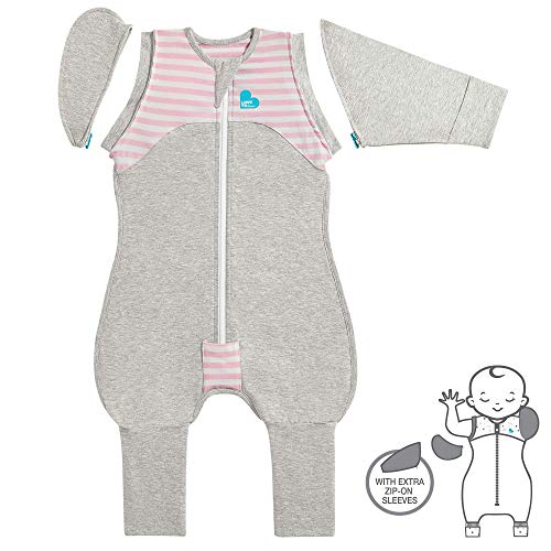 Image of Love To Dream Swaddle UP Transition Suit 1.0 TOG, Pink, Medium, 13-19 lbs, Patented Zip-Off Wings and Unique Self-Soothing Sleeves, Safely Transition from Swaddled to Arms-Free Before Rolling Over