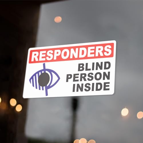 First Responders Blind Person Inside Sticker Decal (4" x 2", 2 Pieces) - Protect Your Family by Flippin Stickers