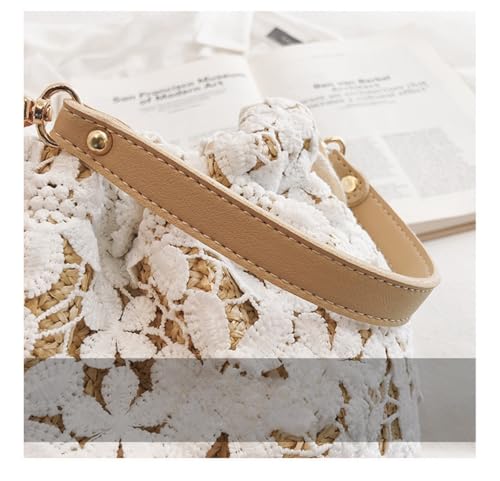 Sister Amy® Bamboo Handbag, Beach Purse Bag Half Moon Bag, Straw Lace Woven Travel Sling Bag Shoulder Crossbody Bag3