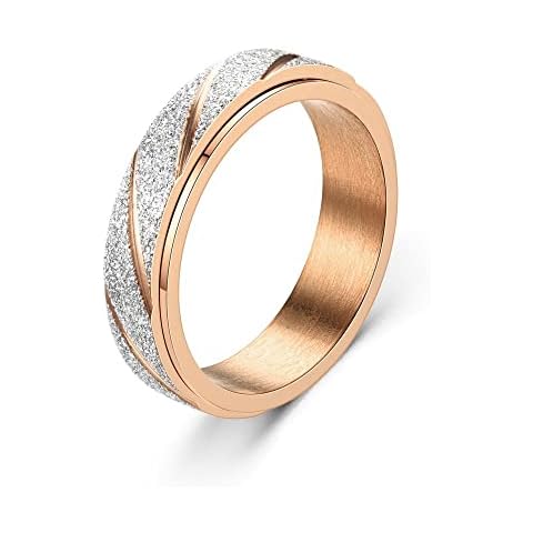 EUMENIDES Frosted Swivel Ring,Anxiety Ring, Decompression Ring, Meditation Ring, Inspire Inspiration,6mm, 360 Degree Rotating Twill Ring (66MM, Rose Gold) Cover
