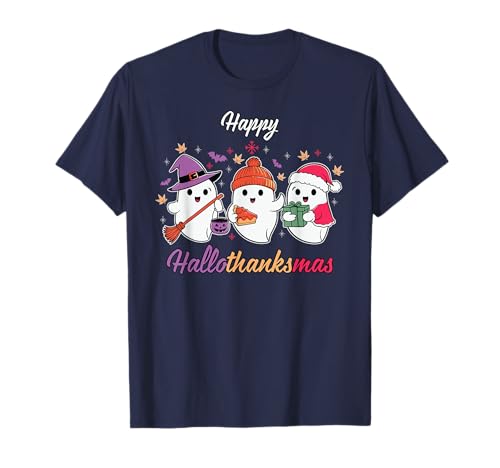 Ghost cute halloween christmas hallothanksmas thanksgiving T-Shirt
