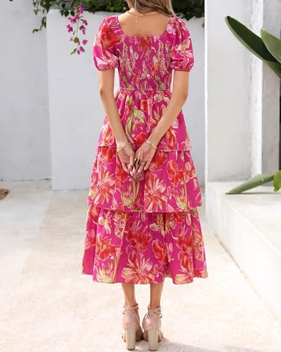 Image of BTFBM Womens Floral Smocked Summer Maxi Dresses