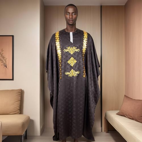 African Traditional Clothing for Men Embroidery Agbada Robe Shirts and Pants 3 Piece Set for Wedding3