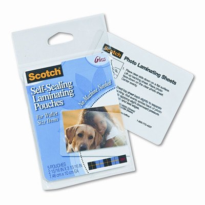 Self-Sealing Laminating Pouches, 9.6 mils, Wallet to 2-1/2 x 3-1/2, 5/Pk [Set of 3]