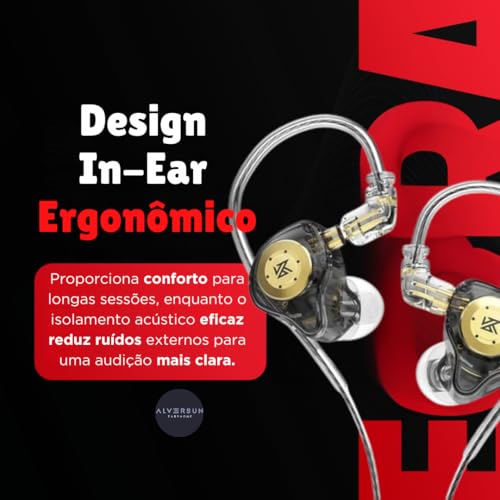 Fone De Ouvido Profissional KZ EDX Pro Intra-auricular, Driver Dinâmico Magnético Composto de 10mm,
