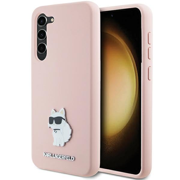 CG MOBILE Karl Lagerfeld KLHCS23MSMHCNPP Coque pour S23+ S916 Rose Silicone Choupette Metal Pin