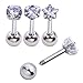 PiercingJ Stud Earrings Set Cubic Zirconia Barbell Earring Tragus Cartilage Helix Earring Ear Studs for Women, 6mm Bar, 16G, 8-12pcs