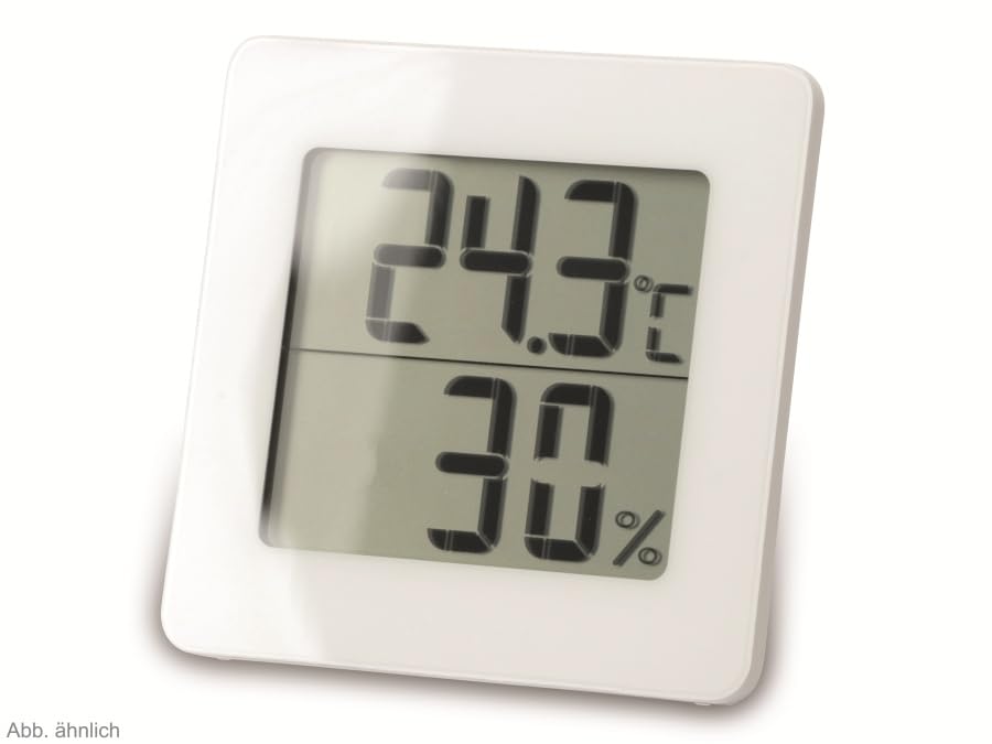 TFA 30.5027.02 Digital Thermometer/Hygrometer displaying 24.3 degrees Celsius and 30% relative humidity.
