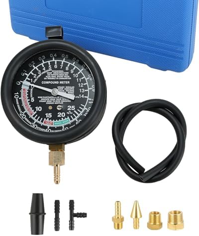 DASBET Car Vacuum and Fuel Pump Tester Gauge Kit, Fuel Pump and Vacuum Tester Gauge, Leak Carburetor Pressure Diagnostics