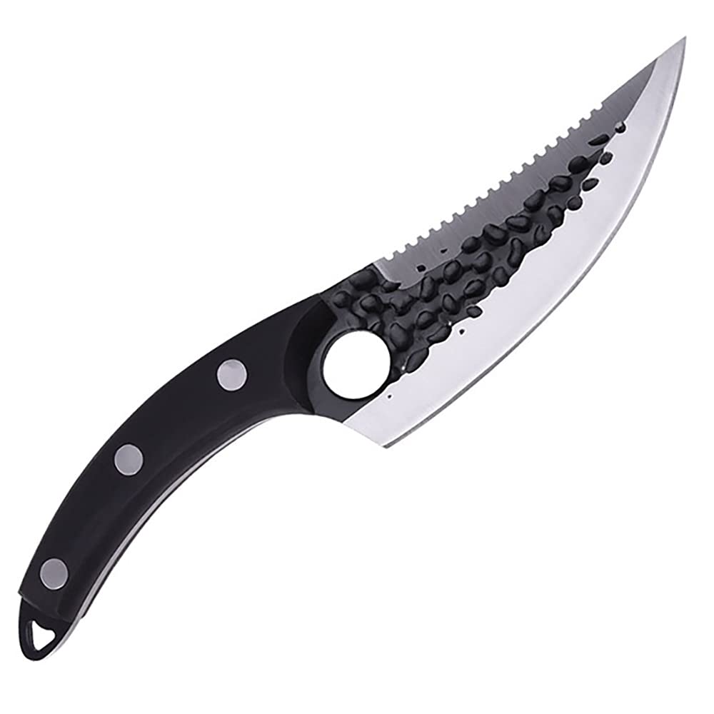 Boning Knife, Viking Knives Set Forged High Carbon Steel Kitchen Knife Serbian Jagged Fish Scale Knife Cleaver Butcher Cooking Tools BY ZZYY