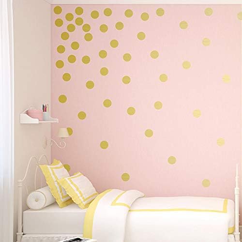 Polka Dot 3"x3" Set of 50 Dots Circle Circles Wall Decor - Wall Decal Vinyl Sticker W102 (Message for Color (Gold Default))