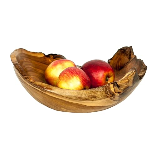 Bol à fruits africain en bois de teck - Artisanat de la tribu Chewa, Malawi, design ethnique (32 cm)