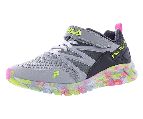 Fila Kids' Cryptonic 7 Strap Mashup Running Shoes Highrise/Safety Yellow/Sugar Plum 3.5