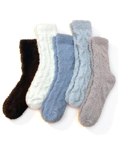 Image of TEHOOK Warm & Cozy Gifts for Women, Fluffy Fuzzy Plush Sleeping Slipper Socks - Soft Warm Fabric