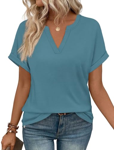 Image of WIHOLL Womens Blouses Spring Tops Short Sleeve Shirts Dressy Casual Summer Vacation Fashion Clothing 2026