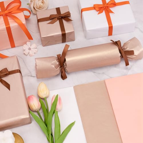 Image of Larcenciel Tissue Paper Gift Wrap, 30 Pcs Girly Pearlescent Pink Tissue Paper for Gift Bags Bulk, Delicate Glitter Wrapping Art Packaging for Birthdays, Weddings, Anniversaries, Crafts, 19.7x13.8inch
