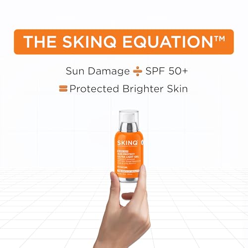 Image of SKINQ Sun Protect Ultra Light Gel Sunscreen SPF 50+ PA++++ with Vitamin C | In-Vivo Tested | Zero White Cast | Lightweight, Non-Greasy | For Dry & Sensitive Skin | Dermat Formulated | 50ml (Pack of 2)