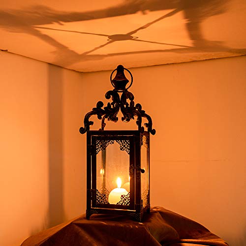 Decorkey Outdoor Lantern Decorative,16'' Large Square Hanging Lanterns, Vintage Metal Tabletop Lantern For Outdoor Patio, Front Door Porch, Rustic Home Decor, Candle Holders With Clear Glass (Bronze) #TOP7