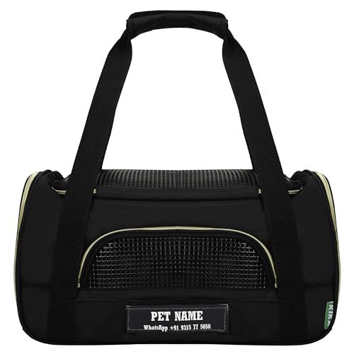 Image of KIKA Pets Goldfinch Cat Bag Carrier | Small Dog Puppy Bag Carrier | Airline Dimension Approved Akasa - Medium Size (18.5 x 12.5 x 9.9 inches), Midnight Black
