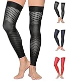 MGANG Full Leg Compression Sleeves for Men & Women, Thigh High 20-30mmHg Graduated Compression Stockings for Thigh Calf Knee Support, Pain, Swelling, Varicose Veins, Running, Sports, 1 Pair, Black L