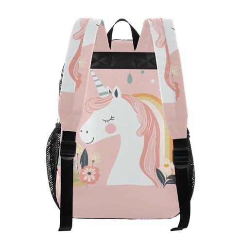 Pastel Rainbow Dreamy unicorns Backpack Clear For School Clear Book Bags With Side Pocket Transparent Seethrough Heavy Duty Back Pack3