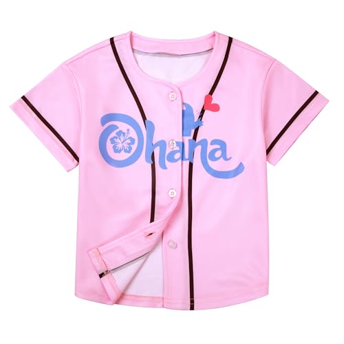 Baseball Jersey for Toddler Girl Boy Hawaiian Shirt Game Day Short Sleeve Button Down Shirts Ohana Tee Tops