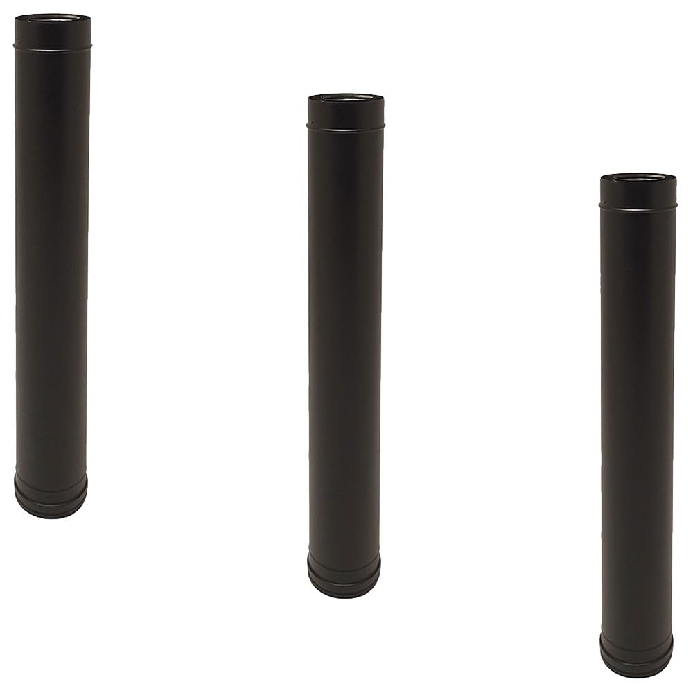 Lot de 3 TDI Conduit concentrique en acier inoxydable polycombustible Noir longueur 100 cm Ø80-​125