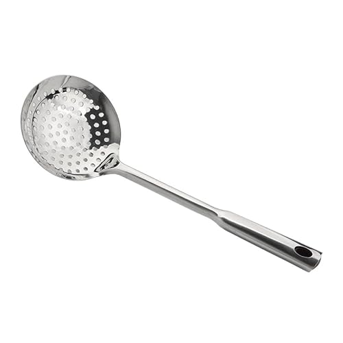 Skimmer Slotted Spoon with Ergonomic Handle Comfortable Grip Stainless Steel Oil Strainer Cooking Spoon Strainer Ladle for Kitchen Frying Food Pasta Spaghetti & Noodles
