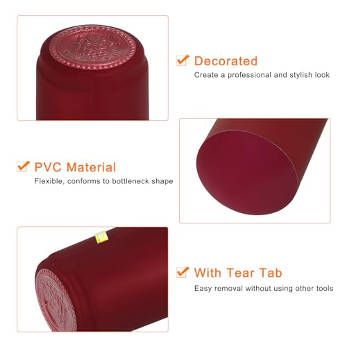 Cápsulas termorretráctiles de PVC rojo con diseño superior en forma de uva, 100 uds 4