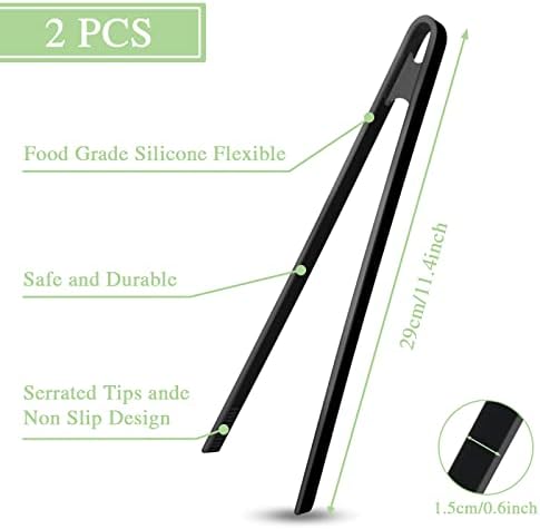 Prasacco 2 Pcs Silicone Tongs, 11.4 Inch Silicone Trivet Tongs Non-Stick Cooking Tongs Heat Resistant Kitchen Food Tongs BBQ Tongs