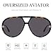 mosanana Trendy Oversized Big Aviator Retro 2025 Sunglasses for Women Men Wide Cool Cute Vintage Fashion Large Pilot Shield Tortoise Grey Lens MS52478