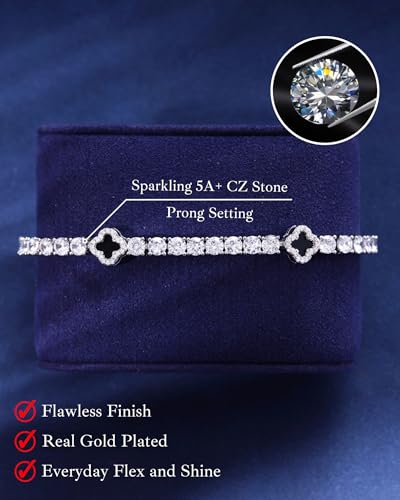 Pulsera LuxeFlex 4mm con piedras de circonio y baño en oro blanco miniatura 3