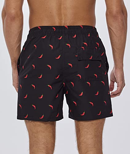 SILKWORLD Men's Beach Shorts Swim Trunks Quick Dry Summer with Pockets,Red Pepper,XX-Large