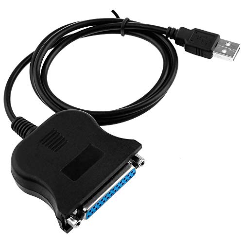 OcioDual Cable Adaptador Conector de USB Macho a Puerto Paralelo Hembra DB25 DB-25 Pin Pines D-Sub DB-25F Negro para Impresora