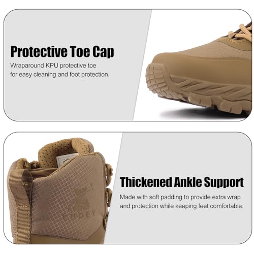 Image of Lightweight Tactical Military Boots for Men Comfortable Breathable Durable YKK Side Zipper Anti-Slip Police Combat Duty Boots