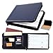 Business Check 7 Ring Binder for 3-Up Checks PU Leather Portfolio Checkbook Cover with Zipper (Blue)