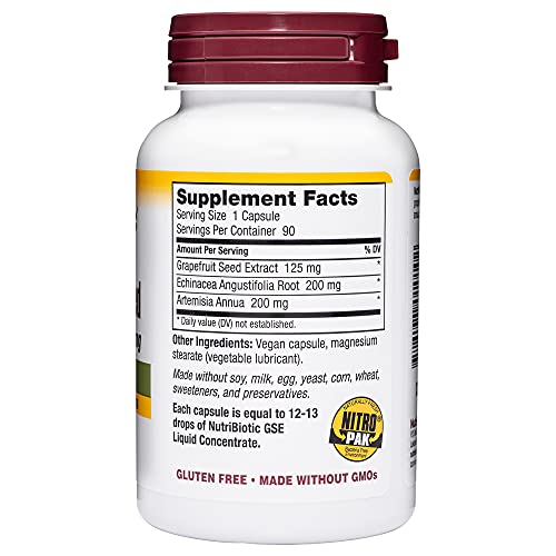 image for NutriBiotic Grapefruit Seed Extract CapsulesPlus, 125 mg of GSE, 90 Co