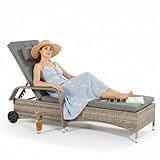 Mucola Sonnenliege Loungeliege Gartenliege mit Rollen bis 120kg belastbar...