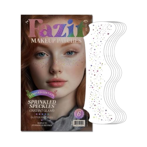 Fazit Sprinkled Speckles - Glitter Freckle Makeup Patches - Shimmering Faux Freckles & Body Glitter - Waterproof Long-Lasting Instant Glamour for Festivals & Parties - 6 Temporary Patches Per Pack