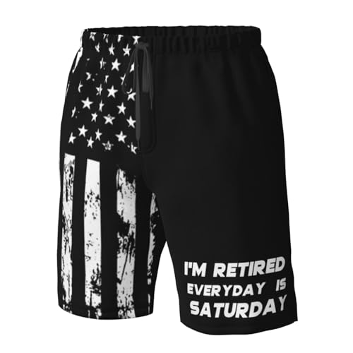 I'm Retired Every Day is Saturday Funny Retirement Mens Swim Trunks Quick Dry Mens Swimsuit,Beach Shorts with Pockets4