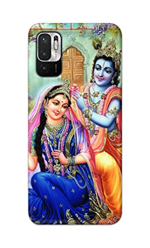 Image of Printed Hard Back Cover Case for Mi Redmi Note 10T 5G | Mi Redmi Note 10 5G Back Cover (Radha Krishna) -1803