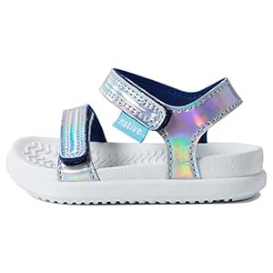 Native Shoes Kids Charley Hologram (Toddler) Flat Sandals for Kids – Metallic Synthetic Upper, Man Made Outsole, and Round Toe